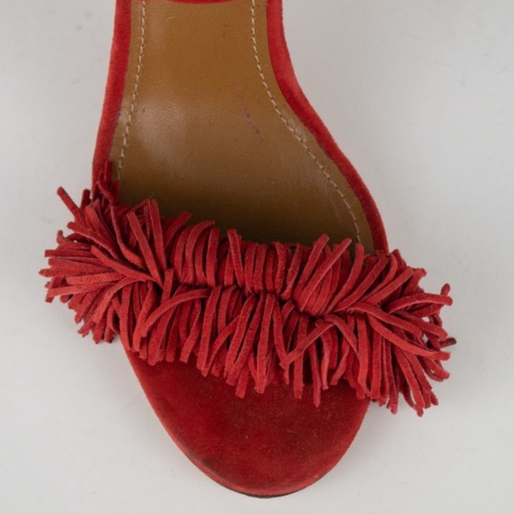 Aquazzura Wild Thing Fringe Suede Sandals - Picture 7 of 10